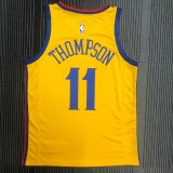 2018 Golden State Warriors Yellow V-Neck China Dragon Robe #11 THOMPSON   1:1  Quality NBA Season Jerseys