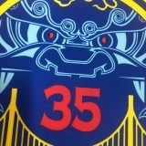 2018 Golden State Warriors Yellow V-Neck China Dragon Robe #35 DURANT 1:1  Quality NBA Season Jerseys
