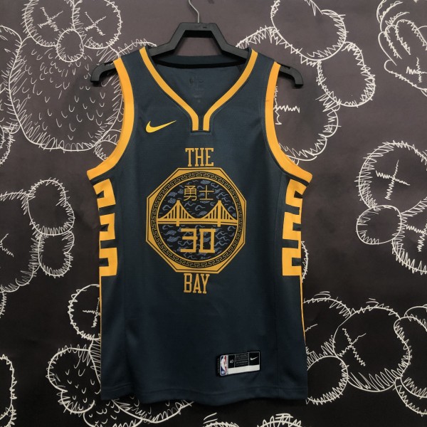 2018 Golden State Warriors Grey Retro #30 CURRY 1:1  Quality NBA Season Jerseys