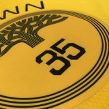 2018 Golden State Warriors Yellow V-Neck Reward Edition #35 DURANT 1:1  Quality NBA Season Jerseys