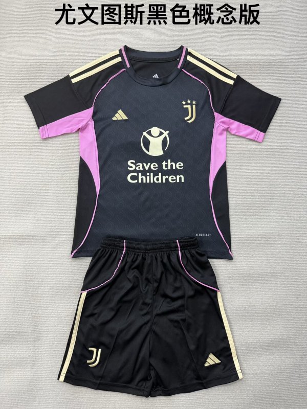 26/27(2026)Juventus Black Concept Edition Kids Kits 1:1 Quality Soccer Jersey