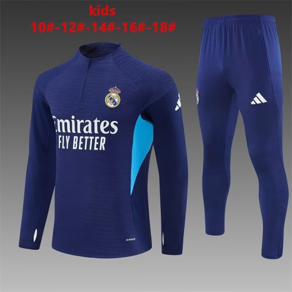 25/26 Real Madrid Blue  Kids Player 1:1 Quality Training Jersey