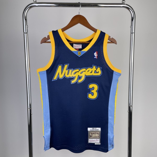 2006/2007  Denver Nuggets Retro Dark Blue #3 IVERSON  1:1 Quality NBA Jersey