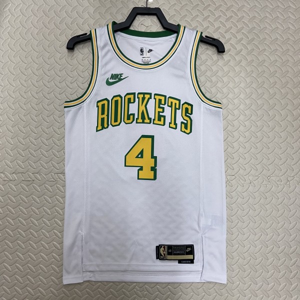 2023  Houston Rockets Retro White #4 GREEN  1:1 Quality NBA Jersey