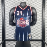 1996/1997  Houston Rockets Retro Blue #34 OLAJUWON 1:1 Quality NBA Jersey