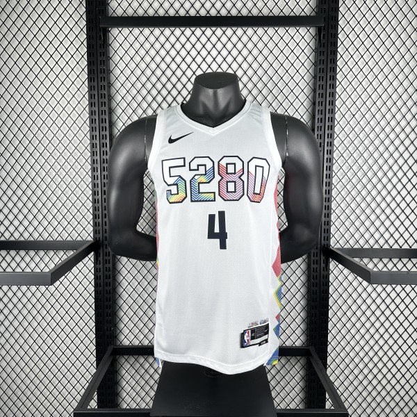 2025  Denver Nuggets White #4 Westbrook 1:1 Quality NBA Jersey
