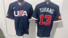 MLB USA Blue #13 TURANG 1:1 Quality Baseball Jerseys World Cup