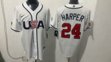 MLB USA White #24 HARPER  1:1 Quality Baseball Jerseys World Cup