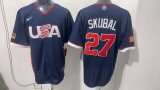 MLB USA Blue #27 SKUBAL 1:1 Quality Baseball Jerseys World Cup
