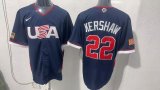 MLB USA Blue #22 KERSHAW  1:1 Quality Baseball Jerseys World Cup