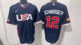 MLB USA Blue #12 SCHWARBER  1:1 Quality Baseball Jerseys World Cup