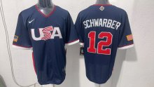 MLB USA Blue #12 SCHWARBER  1:1 Quality Baseball Jerseys World Cup