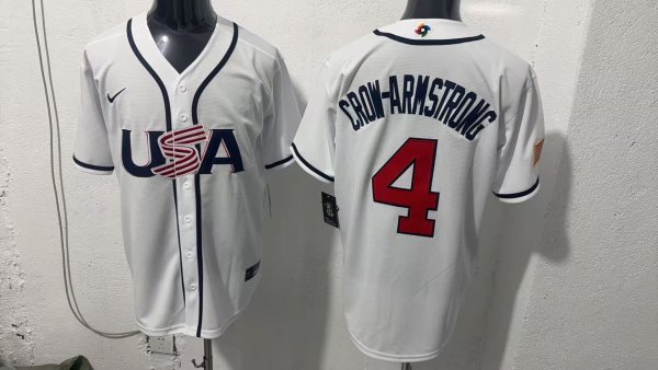 MLB USA White #4 CROW-ARMSTRONG  1:1 Quality Baseball Jerseys World Cup