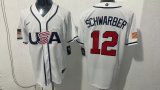 MLB USA White #12 SCHWARBER  1:1 Quality Baseball Jerseys World Cup