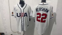 MLB USA White #22 KERSHAW  1:1 Quality Baseball Jerseys World Cup