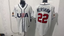 MLB USA White #22 KERSHAW  1:1 Quality Baseball Jerseys World Cup
