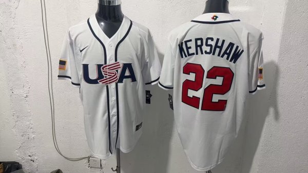 MLB USA White #22 KERSHAW  1:1 Quality Baseball Jerseys World Cup