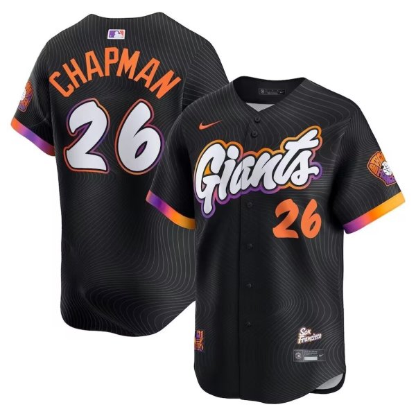 MLB Giant City Edition Black #26 CHAPMAN  1:1 Quality Baseball Jerseys