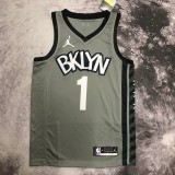 2023  Brooklyn Nets Grey #1 BRIDGES   1:1 Quality NBA Season Jerseys