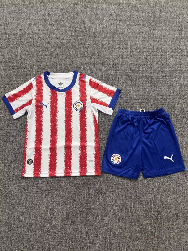 26/27（2026）Paraguay  Home Kids 1:1 Quality Soccer Jersey