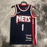 2022  Brooklyn Nets City Edition Blue #1 BRIDGES  1:1 Quality NBA Season Jerseys