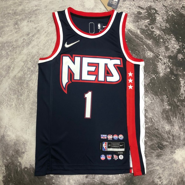 2022  Brooklyn Nets City Edition Blue #1 BRIDGES  1:1 Quality NBA Season Jerseys