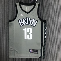 Brooklyn Nets Grey #13 HARDEN  1:1 Quality NBA Season Jerseys 75 Year