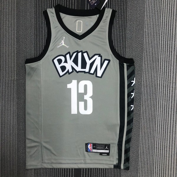Brooklyn Nets Grey #13 HARDEN  1:1 Quality NBA Season Jerseys 75 Year