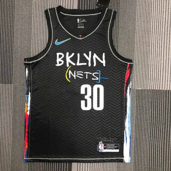 2021  Brooklyn Nets City Edition graffiti Black #30 CURRY  1:1 Quality NBA Season Jerseys