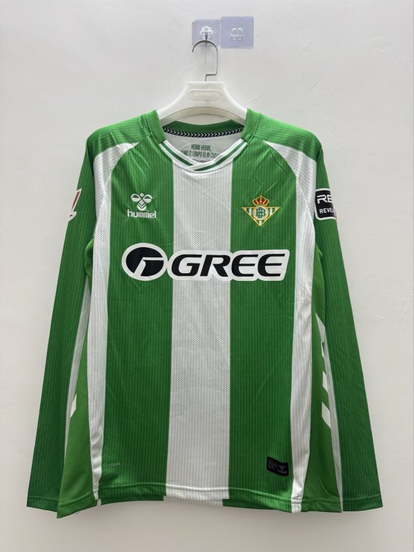 25/26  Real Betis Home  Long Sleeve Fans 1:1 Quality Soccer Jersey