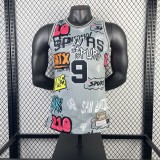 2002/2003  San Antonio Spurs Retro Graffiti #9 PARKER  1:1 Quality NBA Season Jerseys