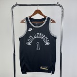 2023 San Antonio Spurs Retro Black #1 WEMBANYAMA  1:1 Quality NBA Season Jerseys