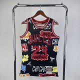 1997/1998  Retro Chicago Bulls Graffiti Red Black #23 JORDAN  1:1  Quality NBA Season Jerseys