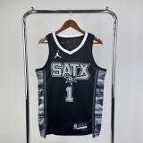2023 San Antonio Spurs Retro Black #1 WEMBANYAMA  1:1 Quality NBA Season Jerseys
