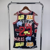 1997/1998  Retro Chicago Bulls Graffiti Red Black #23 JORDAN  1:1  Quality NBA Season Jerseys