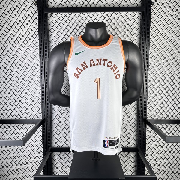 2024  San Antonio Spurs City Edition White #1 WEMBANYAMA  1:1 Quality NBA Season Jerseys