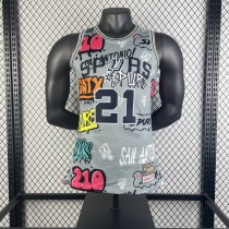 1998/1999 San Antonio Spurs Retro Graffiti #21 DUNCAN  1:1 Quality NBA Season Jerseys