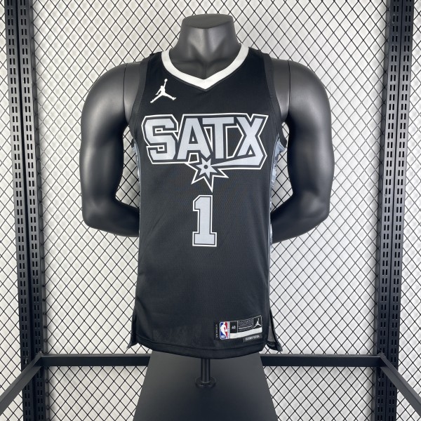 2023 San Antonio Spurs Retro Black #1 WEMBANYAMA  1:1 Quality NBA Season Jerseys