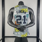 1998/1999 San Antonio Spurs Retro Graffiti #21 DUNCAN  1:1 Quality NBA Season Jerseys