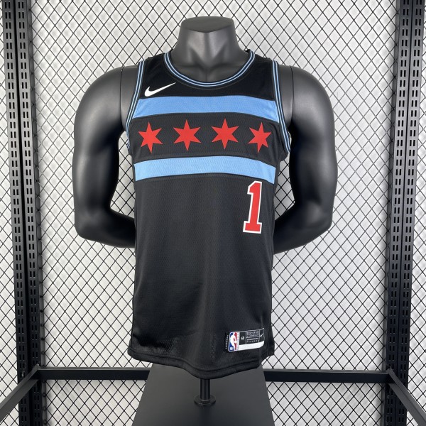 2019 Retro Chicago Bulls City Edition Black #1 ROSE  1:1  Quality NBA Season Jerseys