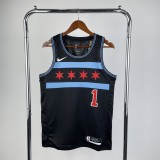 2019 Retro Chicago Bulls City Edition Black #1 ROSE  1:1  Quality NBA Season Jerseys