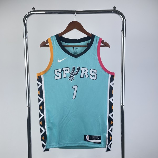 2023 San Antonio Spurs City Edition Blue #1 WEMBANYAMA  1:1 Quality NBA Jersey