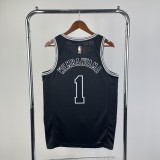 2023 San Antonio Spurs Retro Black #1 WEMBANYAMA  1:1 Quality NBA Season Jerseys