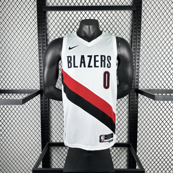 2026 Trail Blazerst White  # 0 Lillard  1:1 Quality NBA Jersey