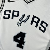 2025  San Antonio Spurs  White #4 FOX  1:1 Quality NBA Jersey