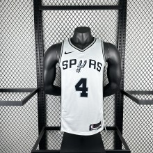 2025  San Antonio Spurs  White #4 FOX  1:1 Quality NBA Jersey