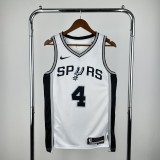 2025  San Antonio Spurs  White #4 FOX  1:1 Quality NBA Jersey