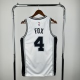 2025  San Antonio Spurs  White #4 FOX  1:1 Quality NBA Jersey