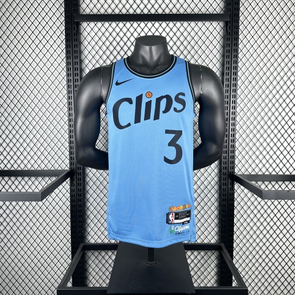 2025  Los Angeles Clippers City  Blue  #3 PAUL  1:1 Quality NBA Jersey