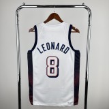 2024 USA  Los Angeles Clippers  White #8 LEONARD  1:1 Quality NBA Season Jerseys